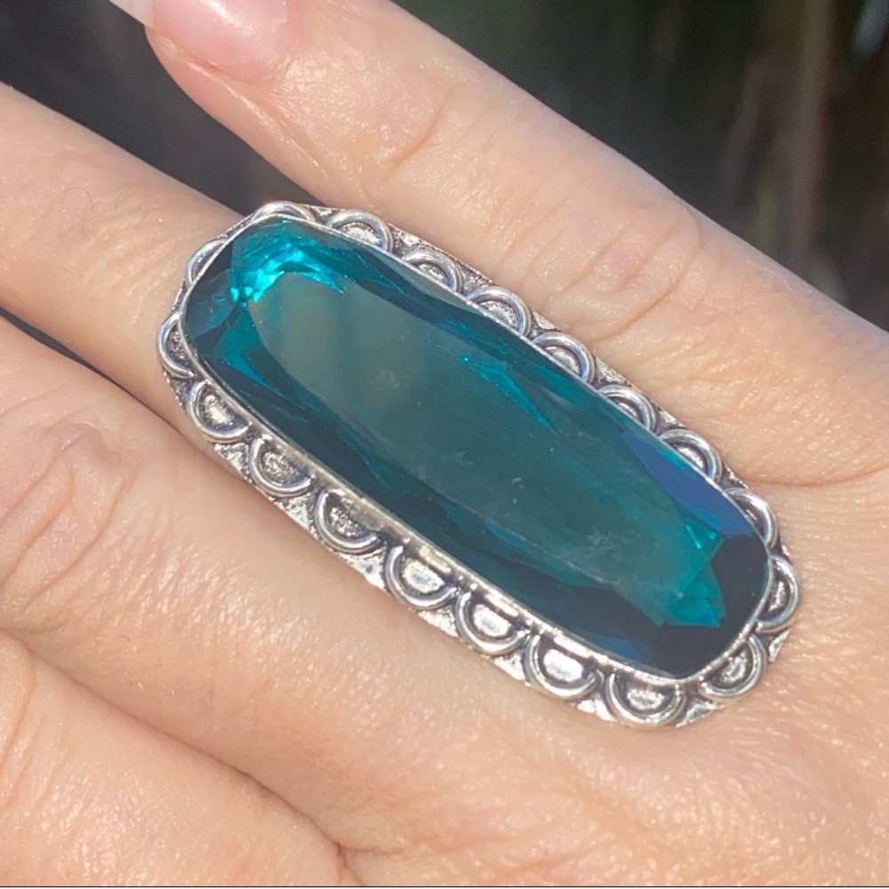 Lagoon Swiss Blue Topaz Handcrafted Statement Ring